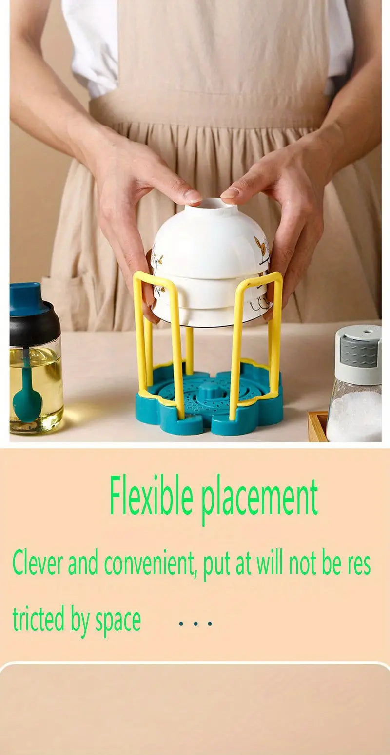 Retractable Rotating Drain Bowl Rack for Kitchen Supplies