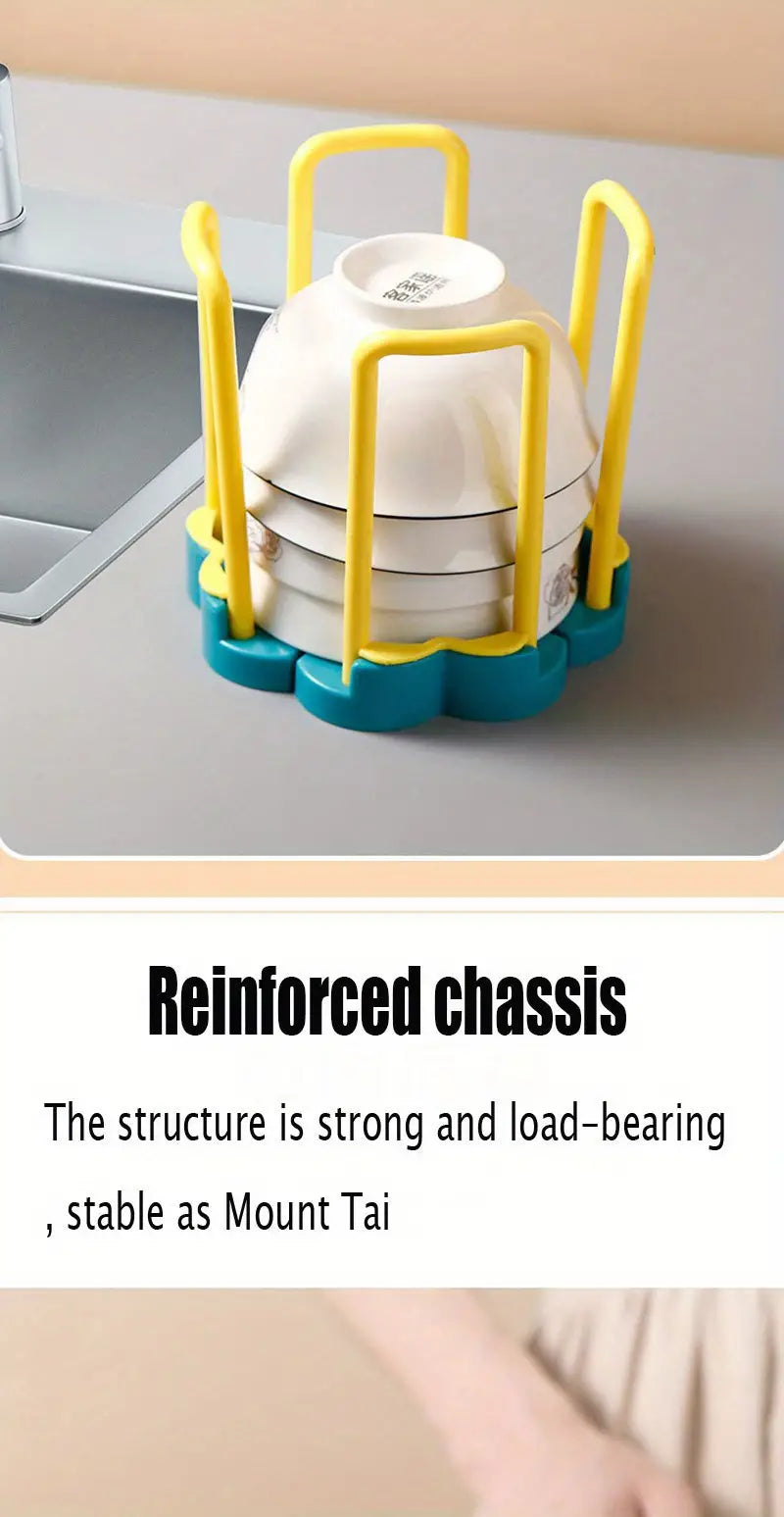 Retractable Rotating Drain Bowl Rack for Kitchen Supplies