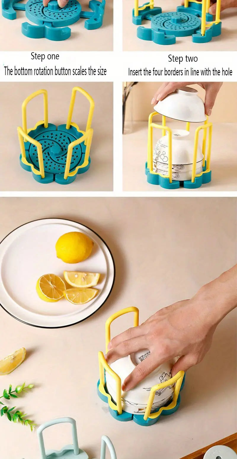 Retractable Rotating Drain Bowl Rack for Kitchen Supplies