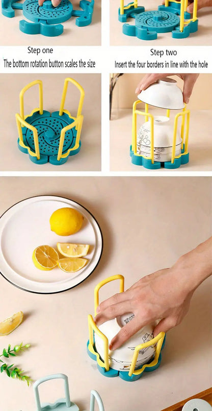 Retractable Rotating Drain Bowl Rack for Kitchen Supplies