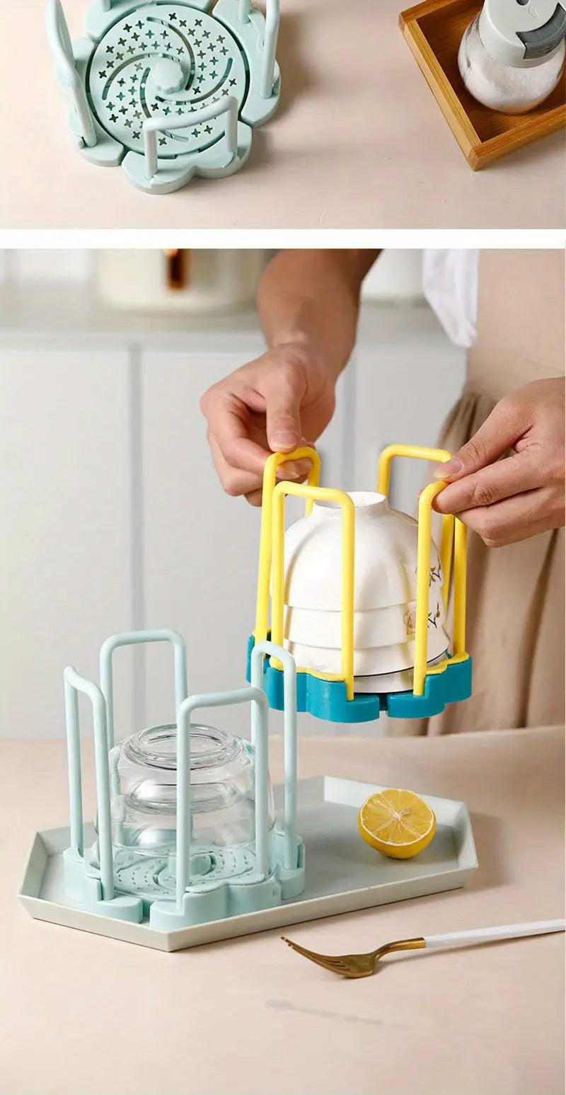 Retractable Rotating Drain Bowl Rack for Kitchen Supplies