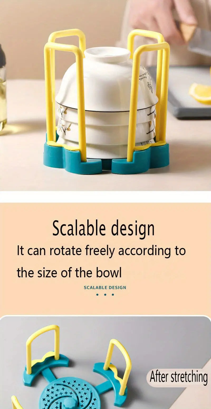 Retractable Rotating Drain Bowl Rack for Kitchen Supplies