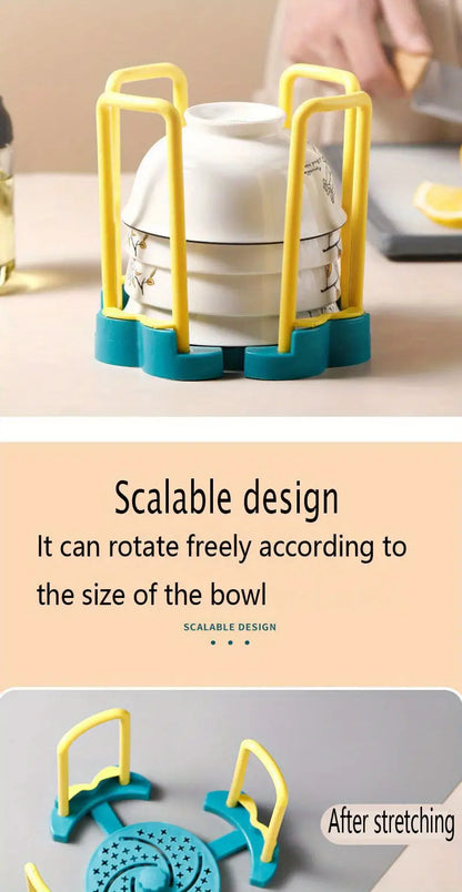 Retractable Rotating Drain Bowl Rack for Kitchen Supplies