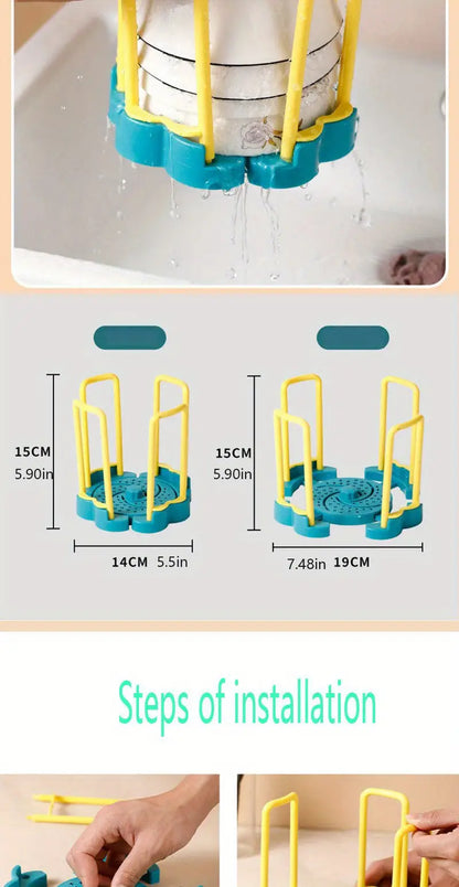 Retractable Rotating Drain Bowl Rack for Kitchen Supplies